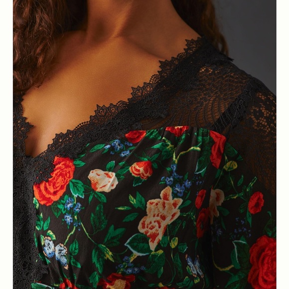 NWT Anthropologie Lacy V-Neck Mini Dress, Size 2 - Picture 6 of 14